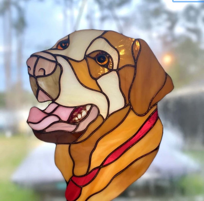 Custom pet portrait stained glass window hangings Mother's Day pet gifts for family and animals