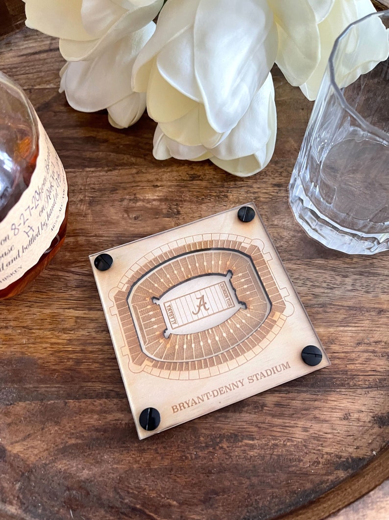 Bryant Denny Stadium Layered Coaster, 3D Wood Coaster, Sports Gift, Home Bar, Custom Gift, Personalized Sports Gift, Football Fan
