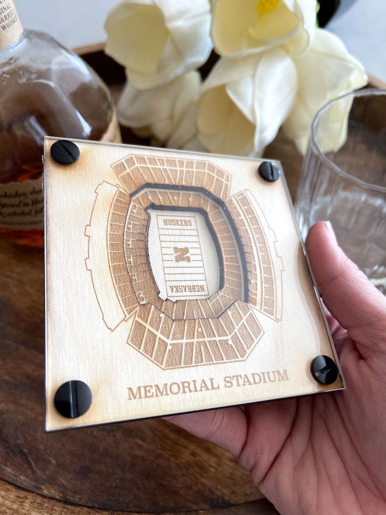 Memorial Stadium Layered Coaster, 3D Wood Coaster, Sports Gift, Football Gift, Home Bar, Custom Gift, Personalized Sports Gift
