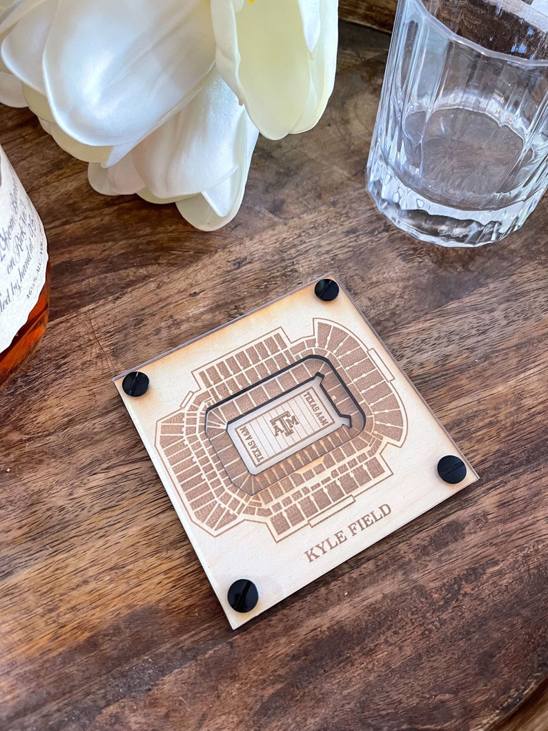 Kyle Field Layered Coaster, 3D Wood Coaster, Sports Gift, Football Gift, Home Bar, Custom Gift, Personalized Gift, Football Fan