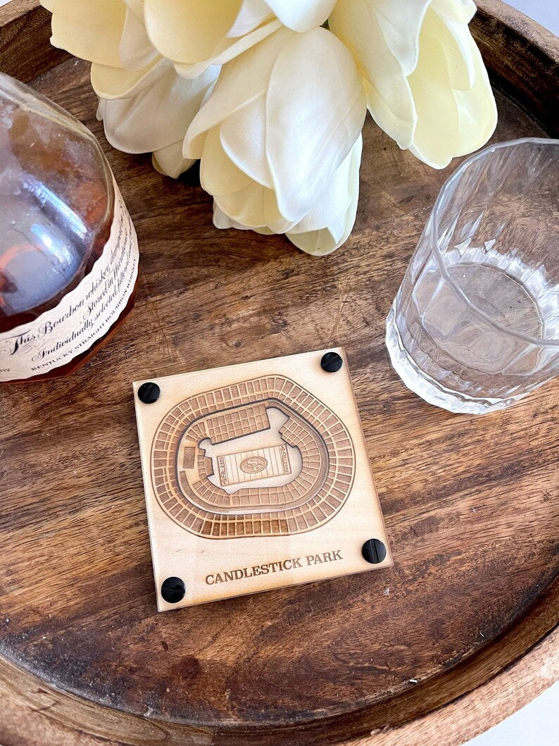 Candlestick Park Layered Coaster, 3D Wood Coaster, Sports Gift, Football Gift, Home Bar, Custom Gift, Personalized Sports Gift