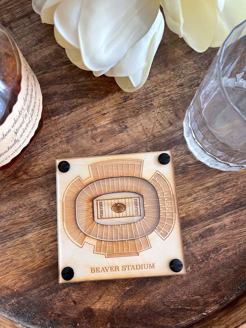 Beaver Stadium Layered Coaster, 3D Wood Coaster, Sports Gift, Football Fan Gift, Home Bar, Custom Gift, Personalized Sports Gift