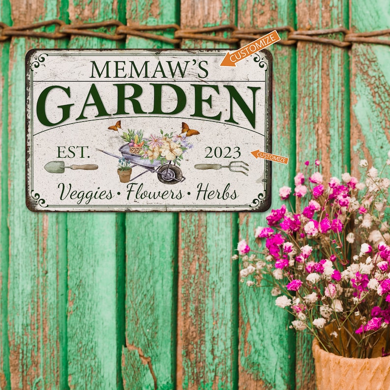 Personalized Garden Sign Veggie Garden, Flower Garden, Herb Garden, Patio Decor Porch Decor, Gifts For Her Mother Day Gift