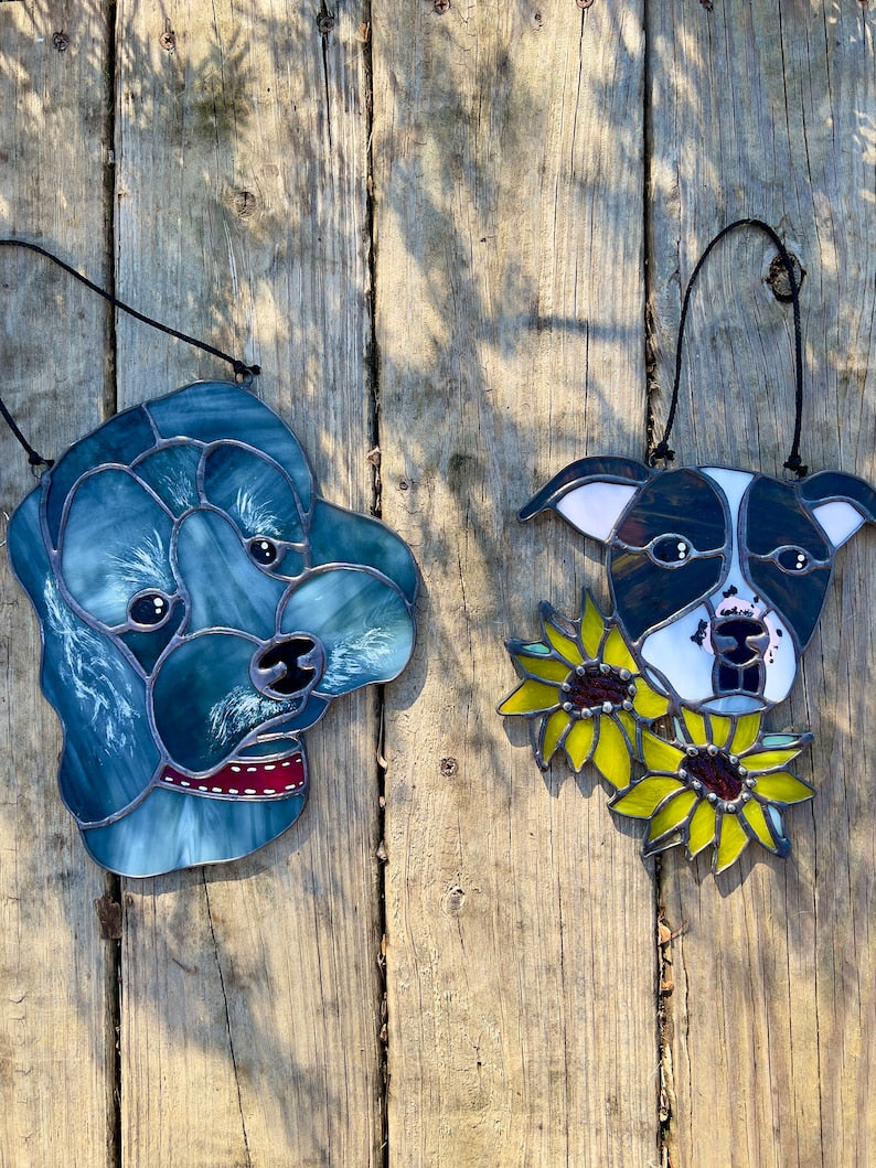 Custom Pet Portrait Stained Glass Suncatcher