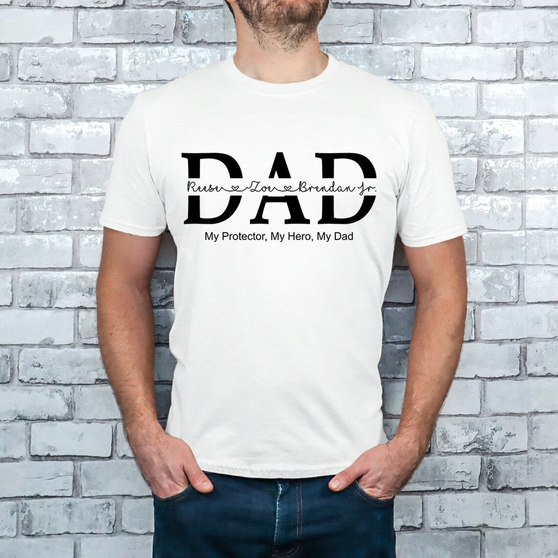 Personalized Dad With Kids Names Shirt