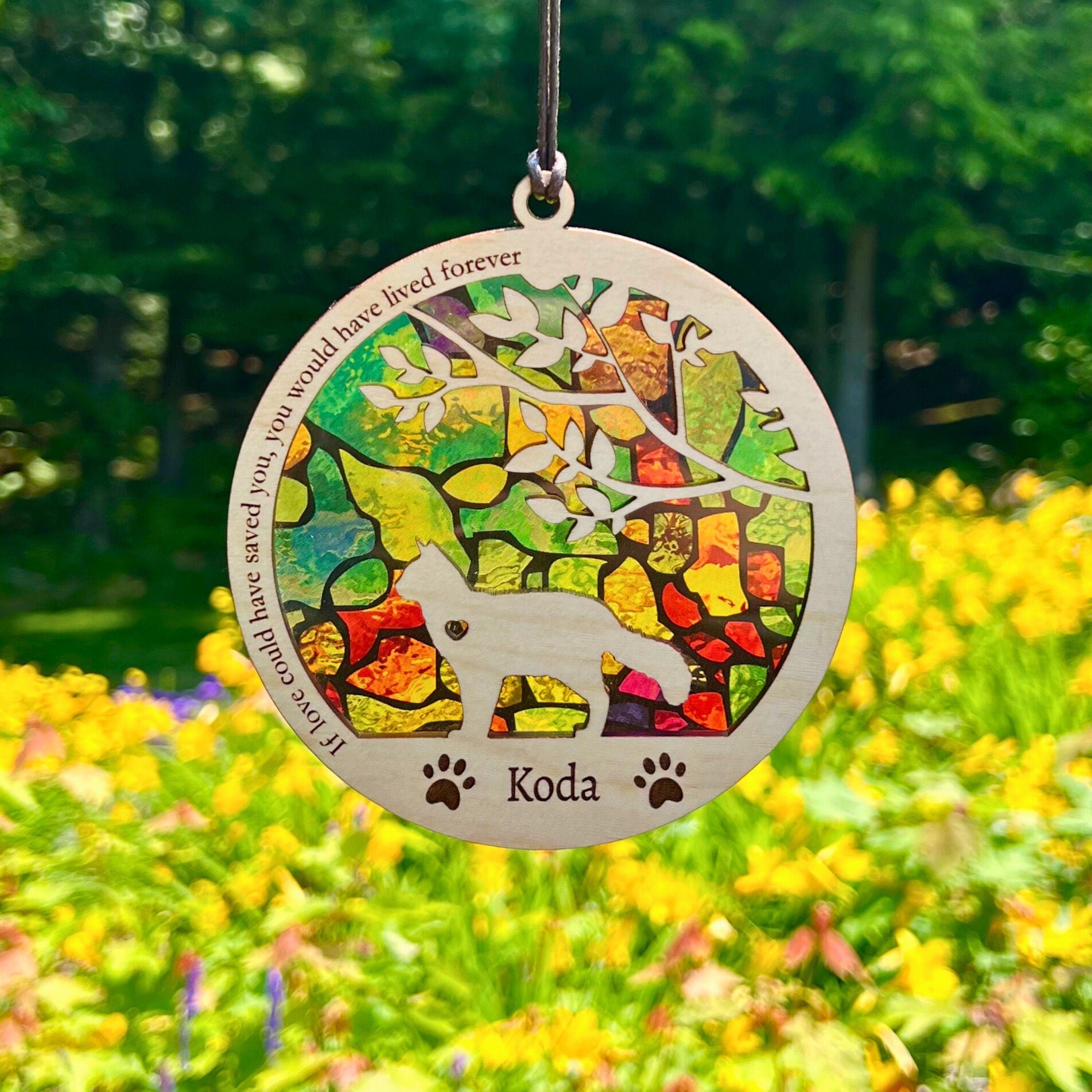 Cat Memorial Suncatcher, personalized with breed, name and date