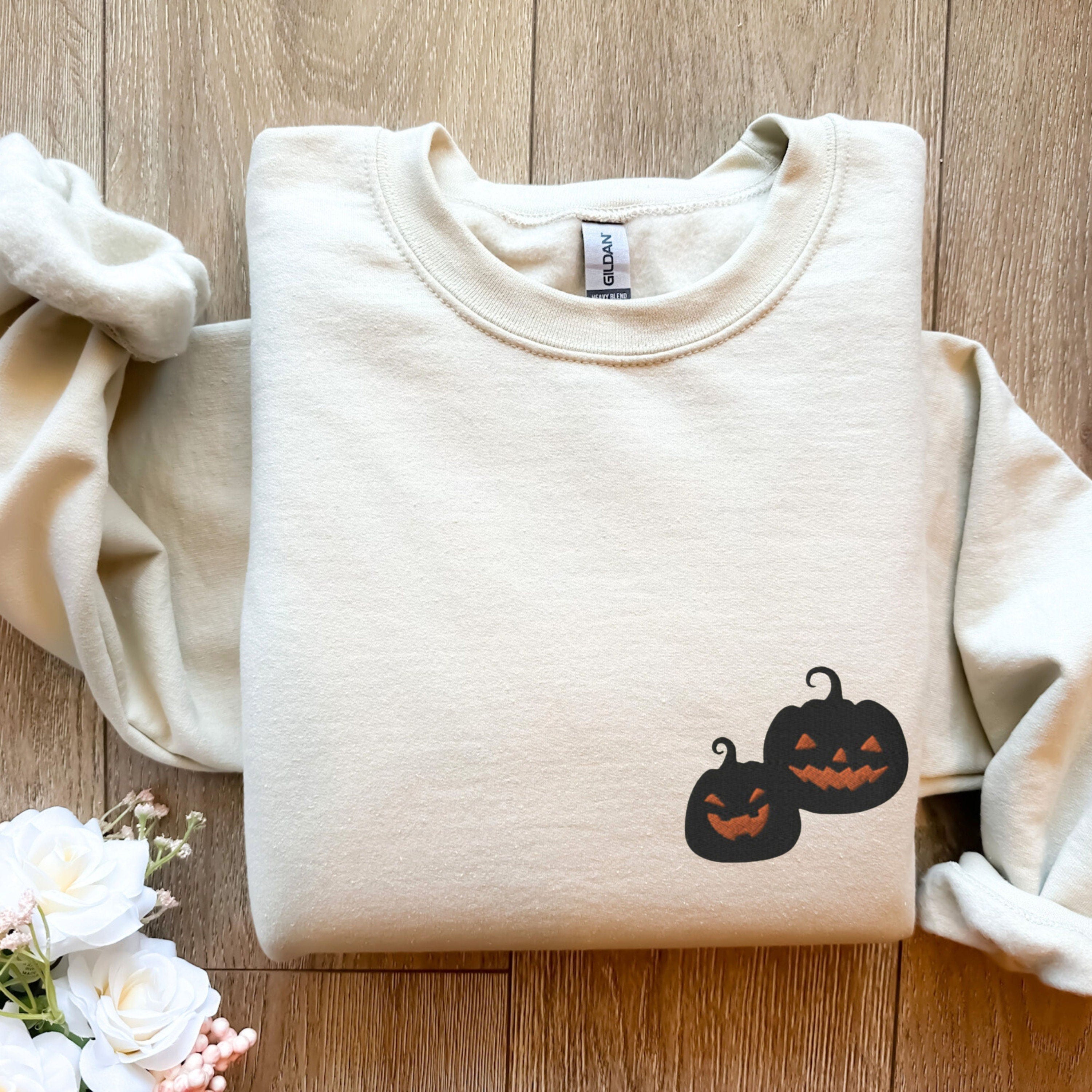🎃🔥Halloween Pumpkin Sweatshirt Embroidered, Spooky Season Shirt
