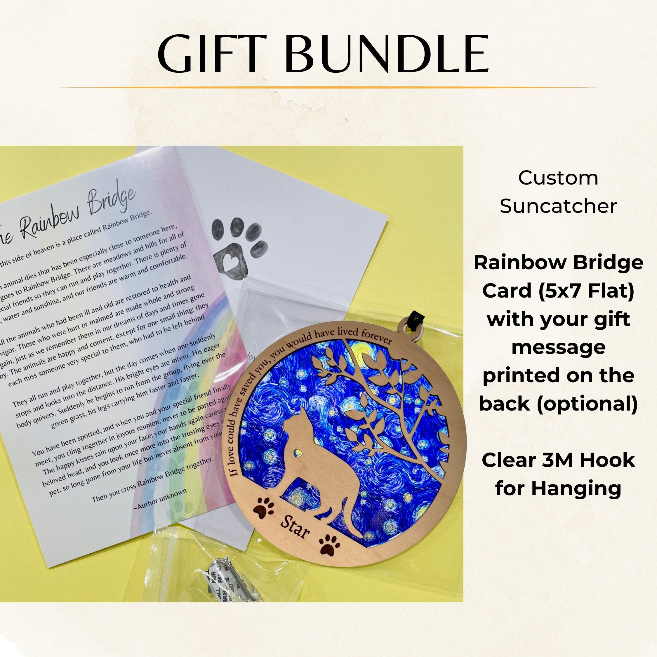 NEW! Cat Memorial Suncatcher, Sun Catcher personalized with breed, name and date, Starry Night