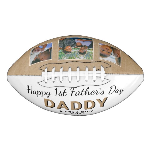Happy 1st Father's Day Daddy Keepsake 3 Photo Football