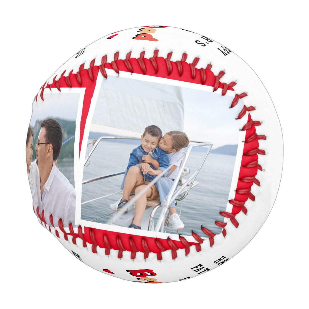 Trendy 4 Photo Best Dad Ever Keepsake Fathers Day Baseball