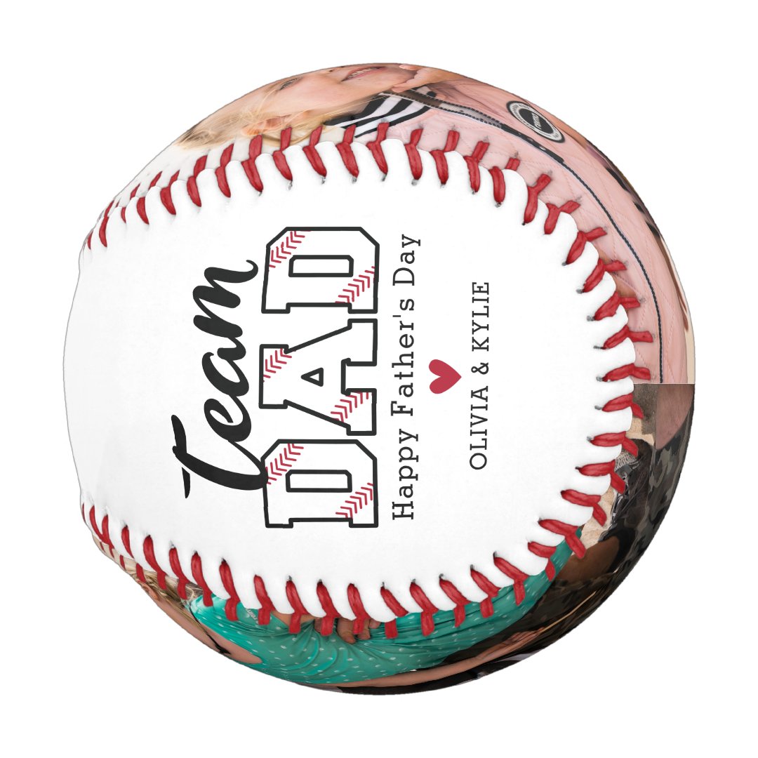 Team Dad Father's Day Custom 2 Photo Baseball