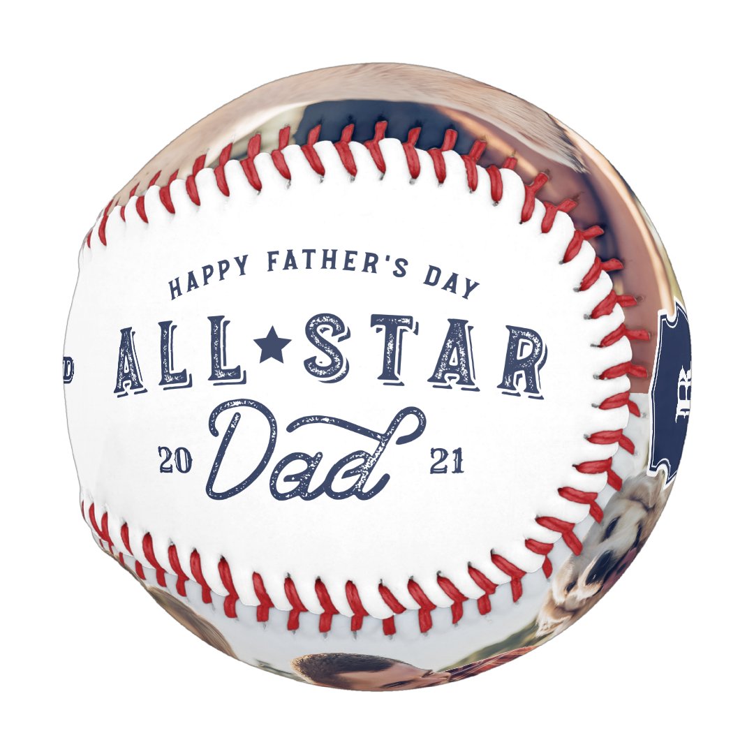 All Star Dad | Happy Father's Day 2 Photo & Monogram Baseball