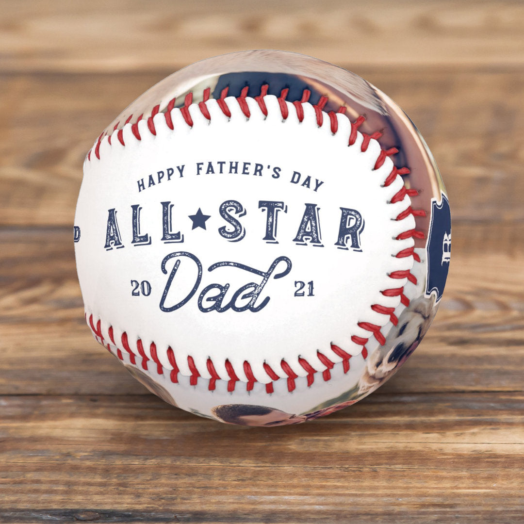 All Star Dad | Happy Father's Day 2 Photo & Monogram Baseball