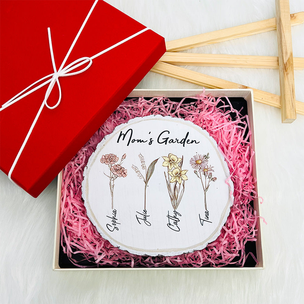 ⭐️ Mom's Garden is Her Children Custom Natural Wood Slice With Name