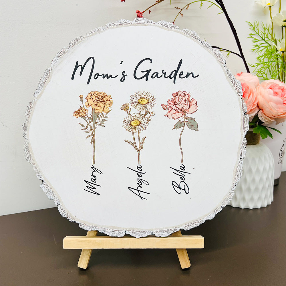 ⭐️ Mom's Garden is Her Children Custom Natural Wood Slice With Name