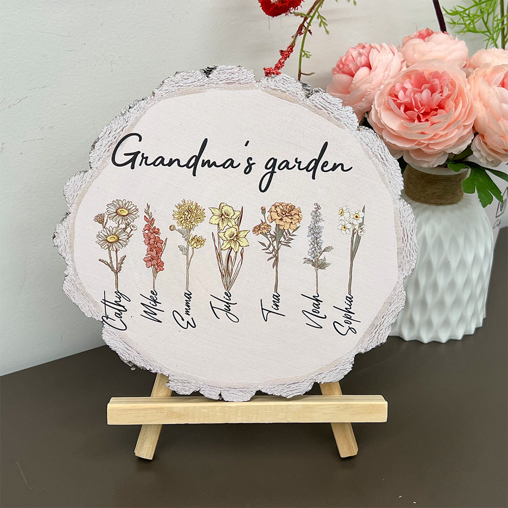⭐️ Mom's Garden is Her Children Custom Natural Wood Slice With Name