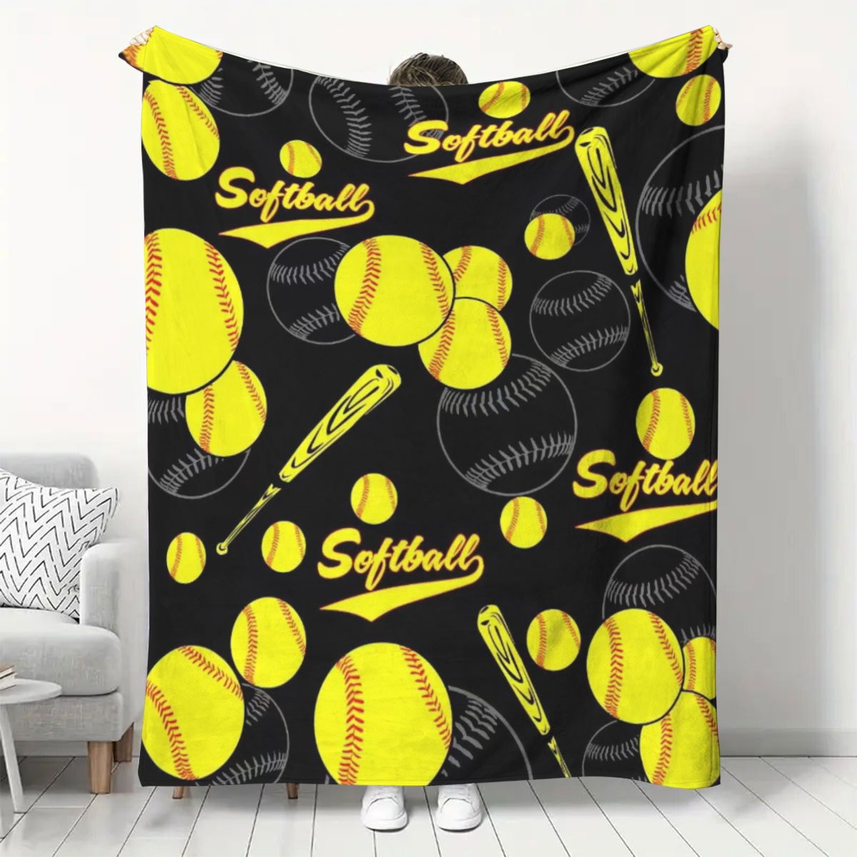 Softball-Themed Flannel Blanket - Cozy, Lightweight Throw - Perfect Gift For Teens, Boys, Girls, Men & Women Sports Enthusiasts, Baseball Decor