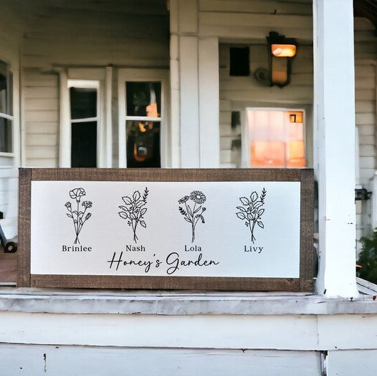 Framed Birth Month Flowers Sign, Grandma's Flower Garden Sign, Gift For Grandma, Birth Month Flower, Grandma Sign, Mother's Day Gift