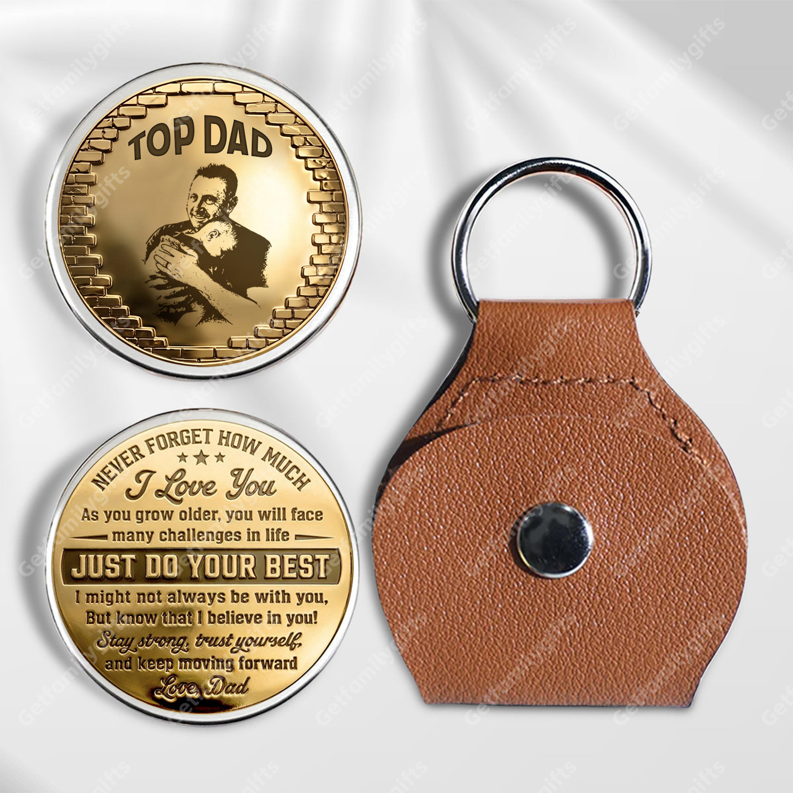To My Hero Personalized Custom Pocket Hug Coin-Father's Day Gift