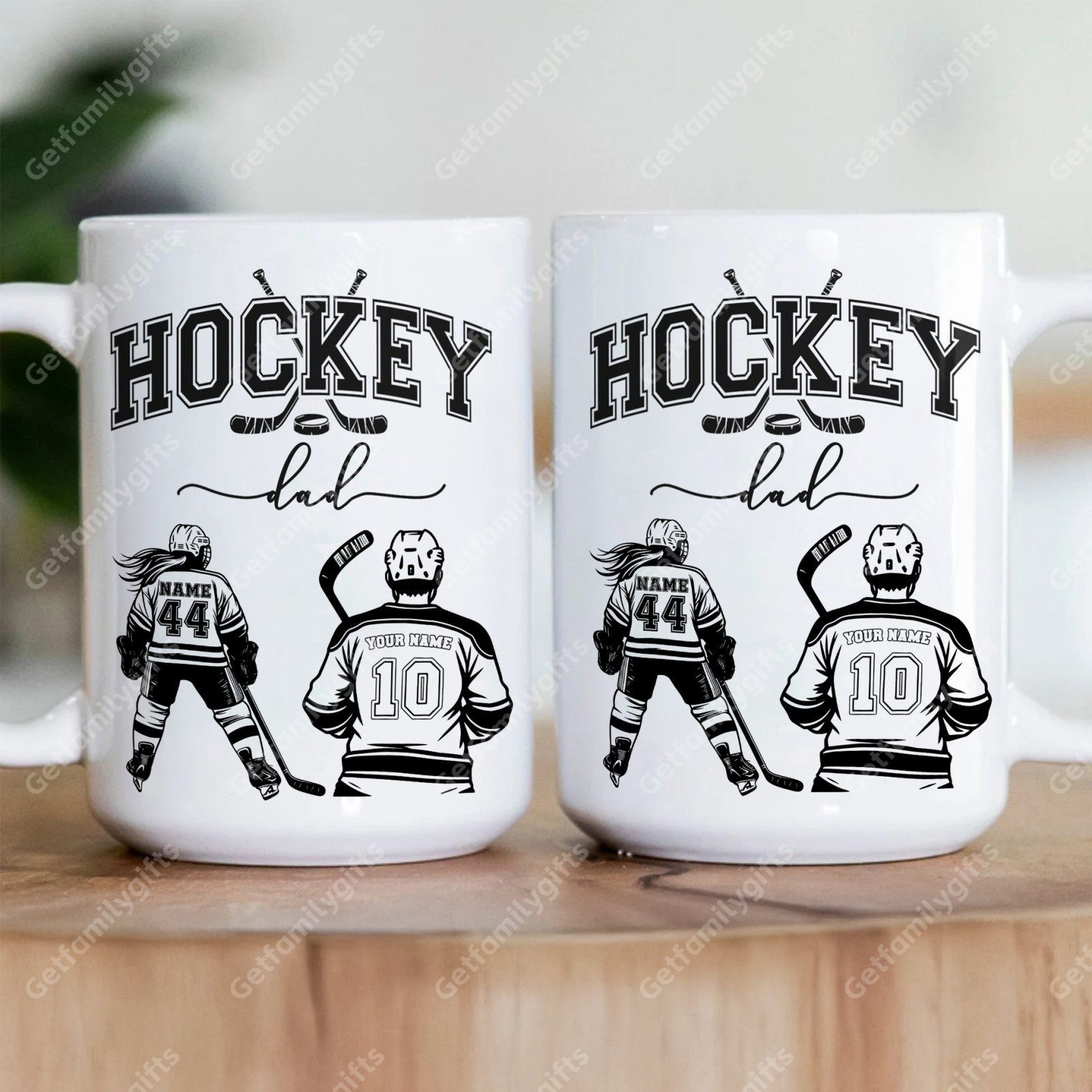 Custom Hockey Player Mug - Personalized Sports Design with Hockey Athlete Silhouette