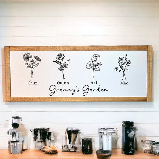 Framed Birth Month Flowers Sign, Grandma's Flower Garden Sign, Gift For Grandma, Birth Month Flower, Grandma Sign, Mother's Day Gift