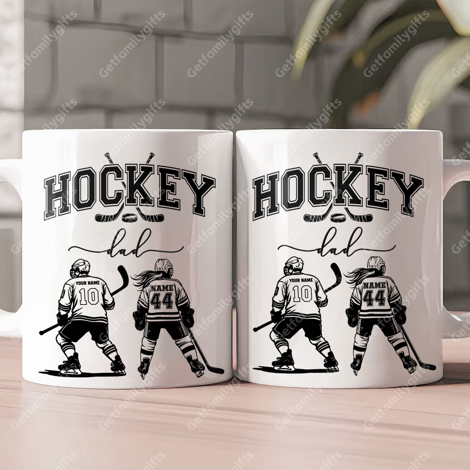 Custom Hockey Player Mug - Personalized Sports Design with Hockey Athlete Silhouette