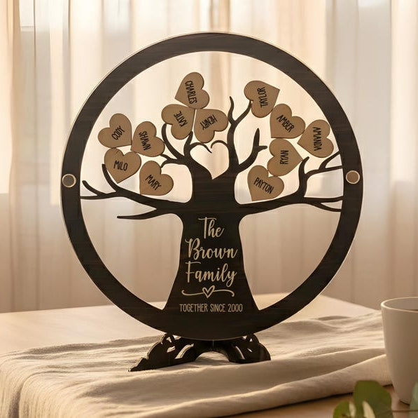 Personalized Wooden "Family Tree" Acrylic Plaque — Custom-Signed By Grandchildren: A Special Gift For Grandma