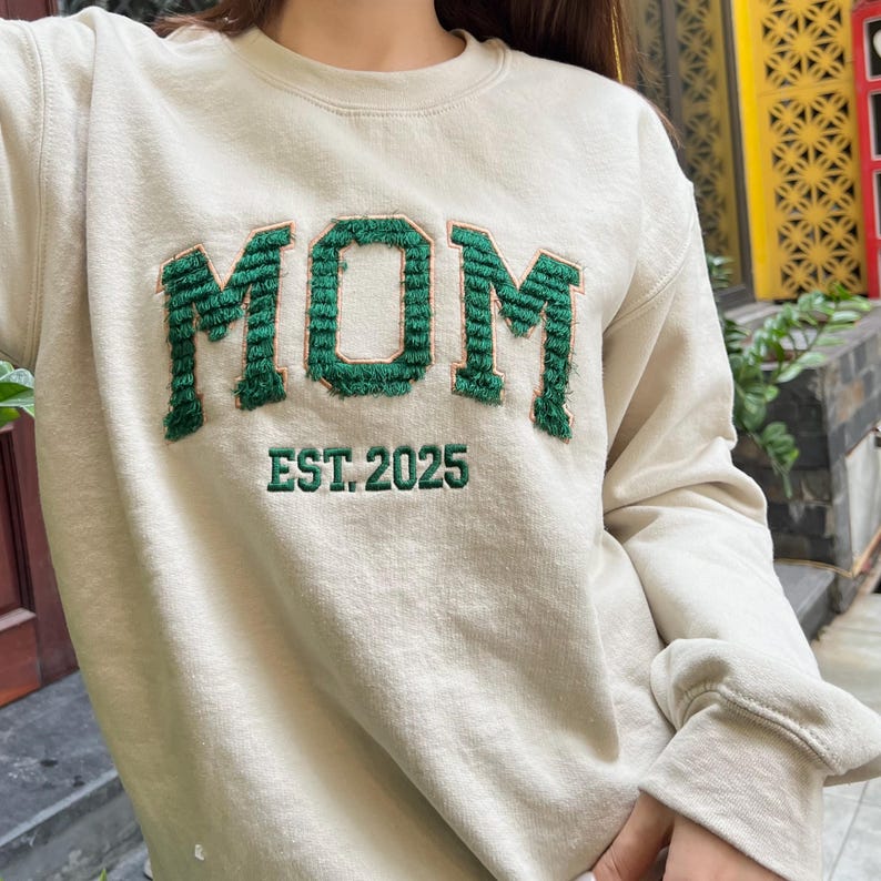 Custom Embroidered Mom Sweatshirt: Personalized Mama Gift