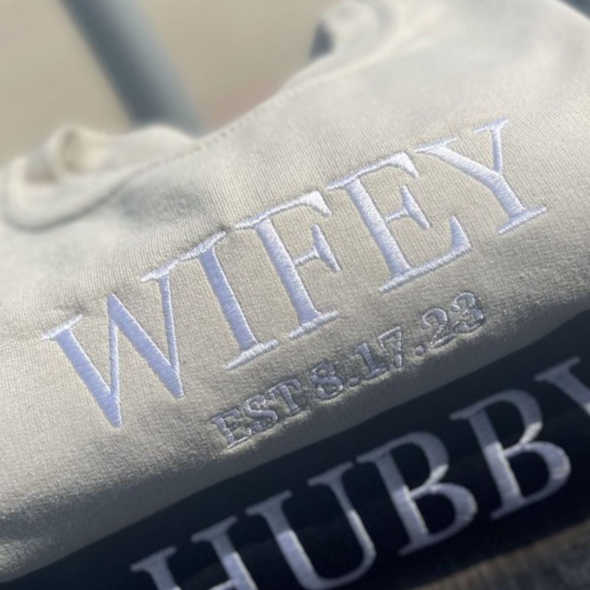 Customized Wifey and Hubby Sweatshirts, Personalized Wifey Sweater, Gift Ideas For Married Couples