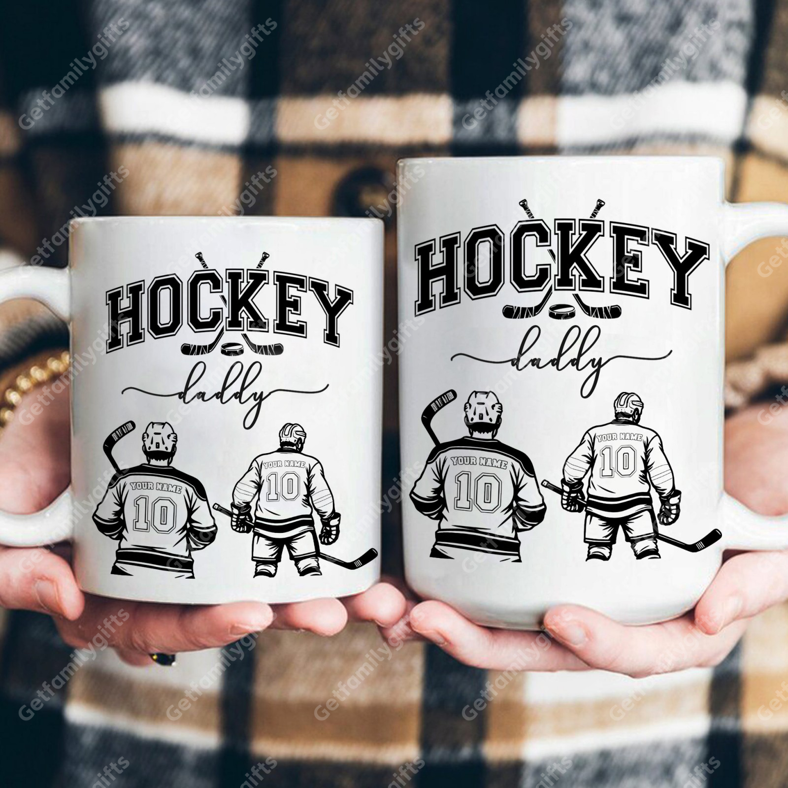 Custom Hockey Player Mug - Personalized Sports Design with Hockey Athlete Silhouette