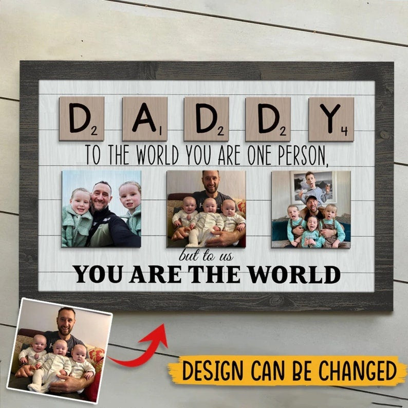 GETFAMILYGIFTS™Personalized Photo Collage Wood Frame, Father's Day Gift