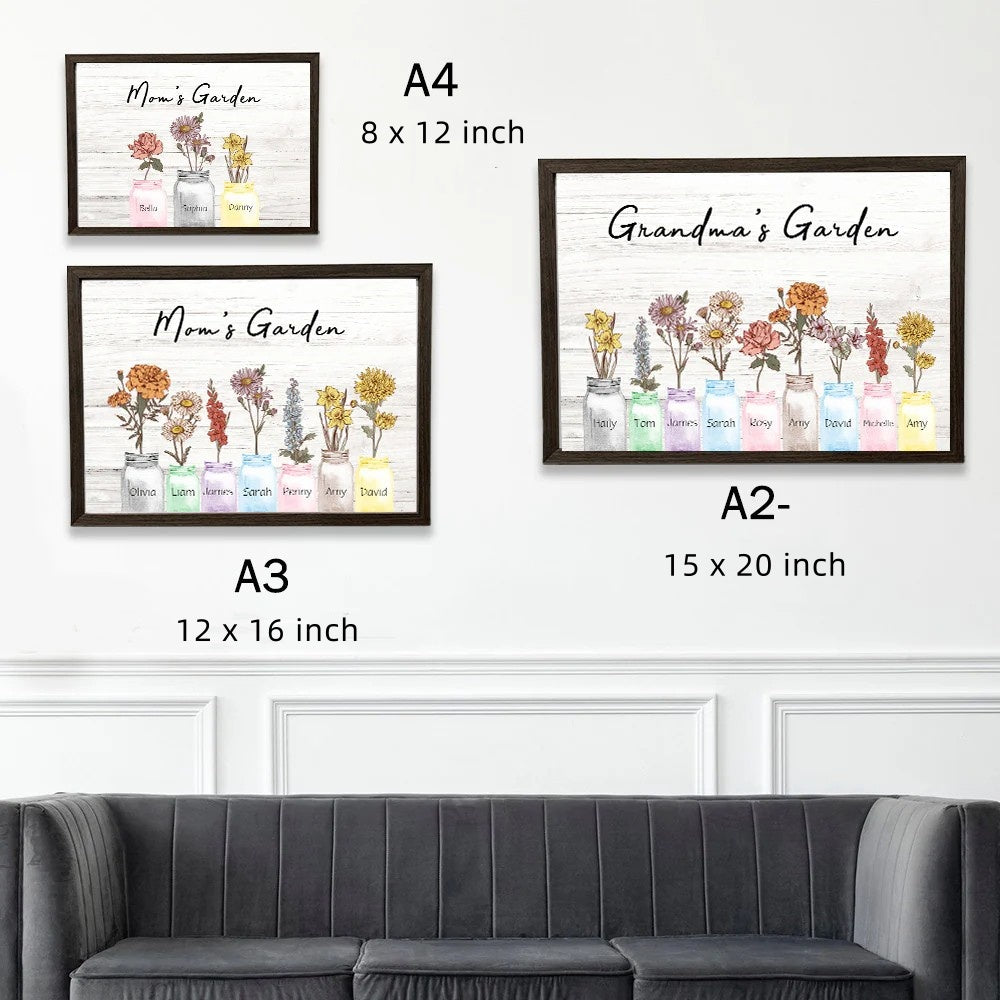 Names Birth Flower Frame, Jar Vases Art