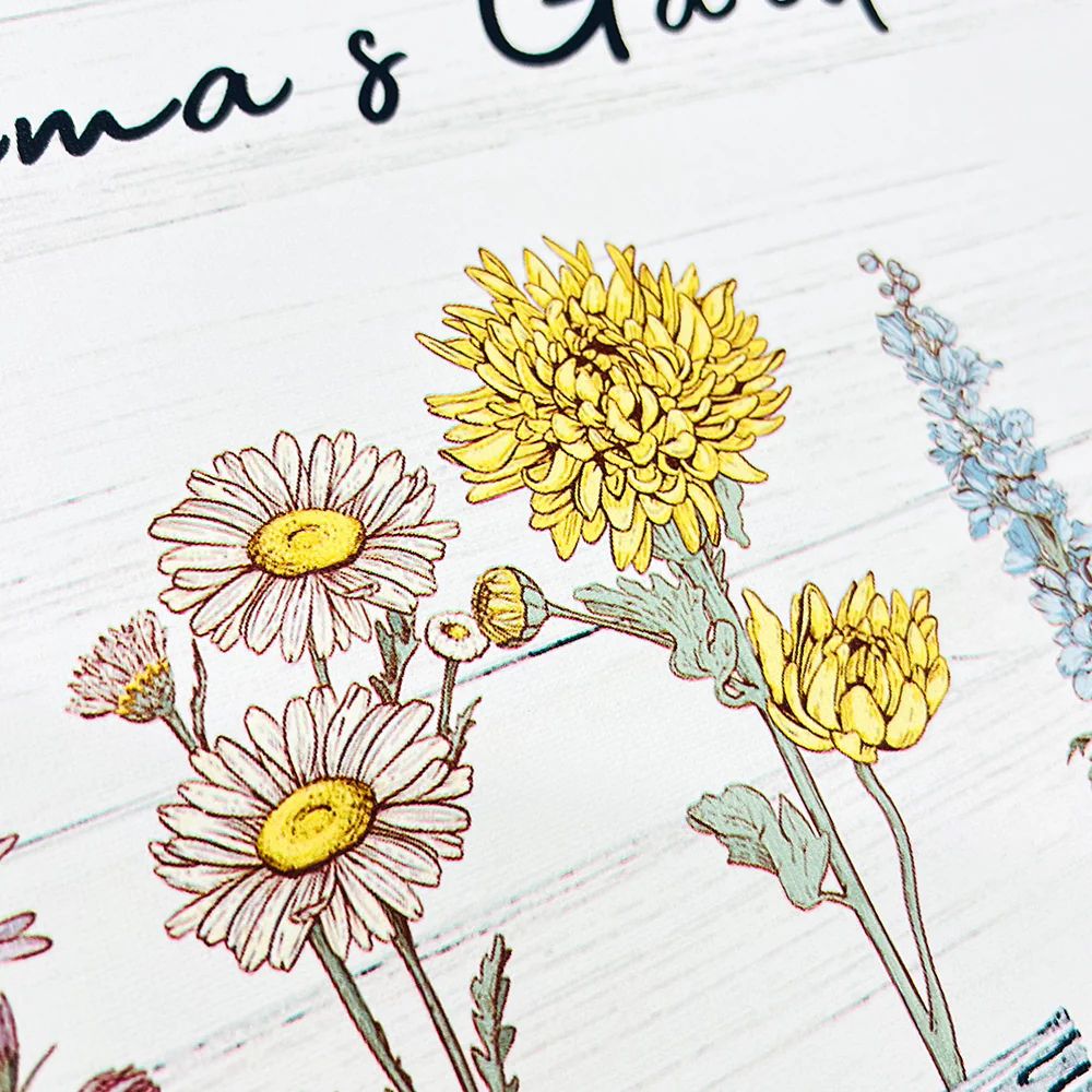 Names Birth Flower Frame, Jar Vases Art