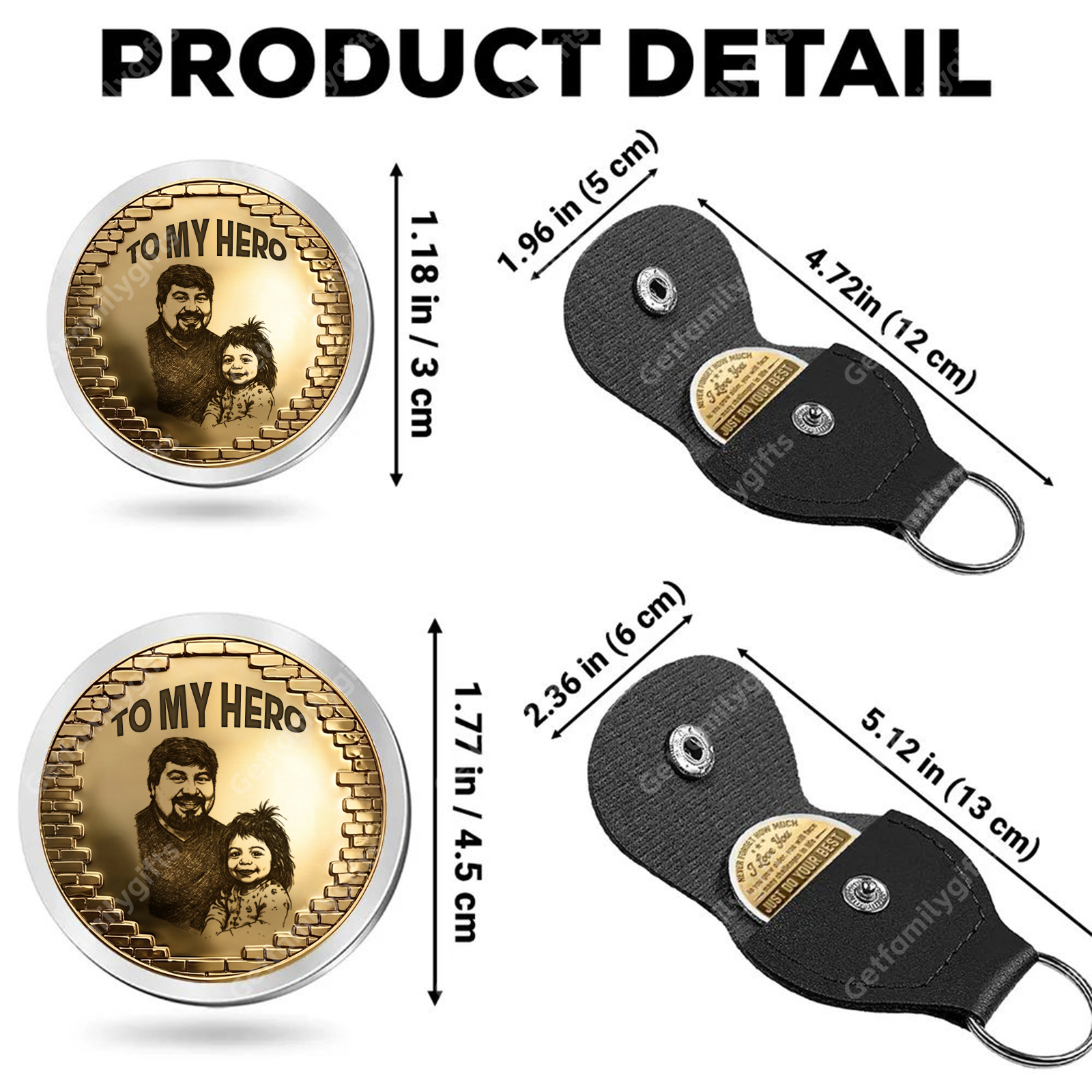 To My Hero Personalized Custom Pocket Hug Coin-Father's Day Gift
