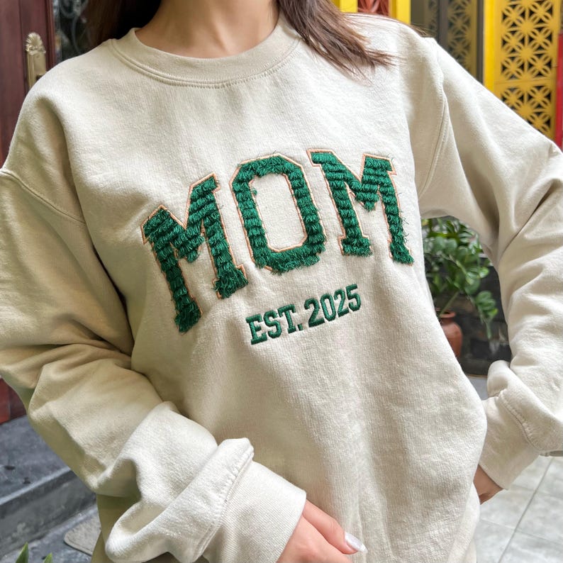 Custom Embroidered Mom Sweatshirt: Personalized Mama Gift