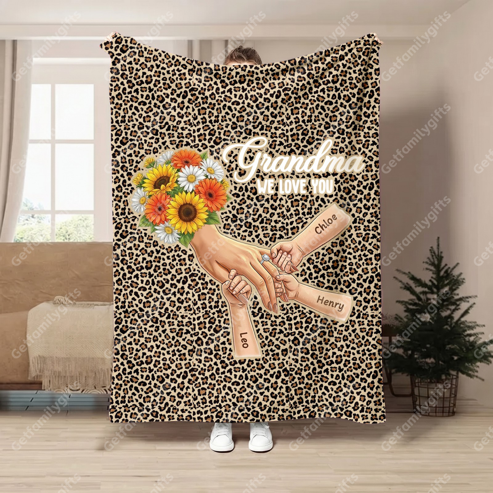 Personalized Mommy Holding Hands Blanket with Ring & Manicure-Mother's Day Gift
