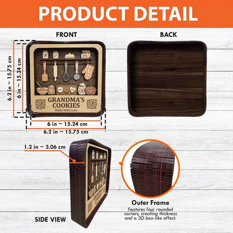 Grandma Baking Shadow Box – Personalized 3d Wooden Cookie Kitchen Decor Gift From Grandkids