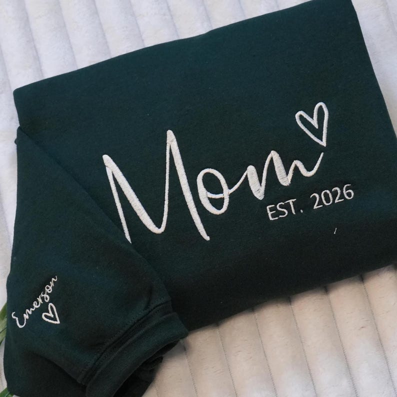 Embroidered Custom Mom Sweatshirt - Personalized Mama Sweatshirt with Kids Names, First Mothers Day Gift For New Mom