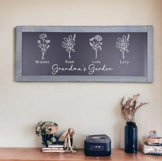 Framed Birth Month Flowers Sign, Grandma's Flower Garden Sign, Gift For Grandma, Birth Month Flower, Grandma Sign, Mother's Day Gift