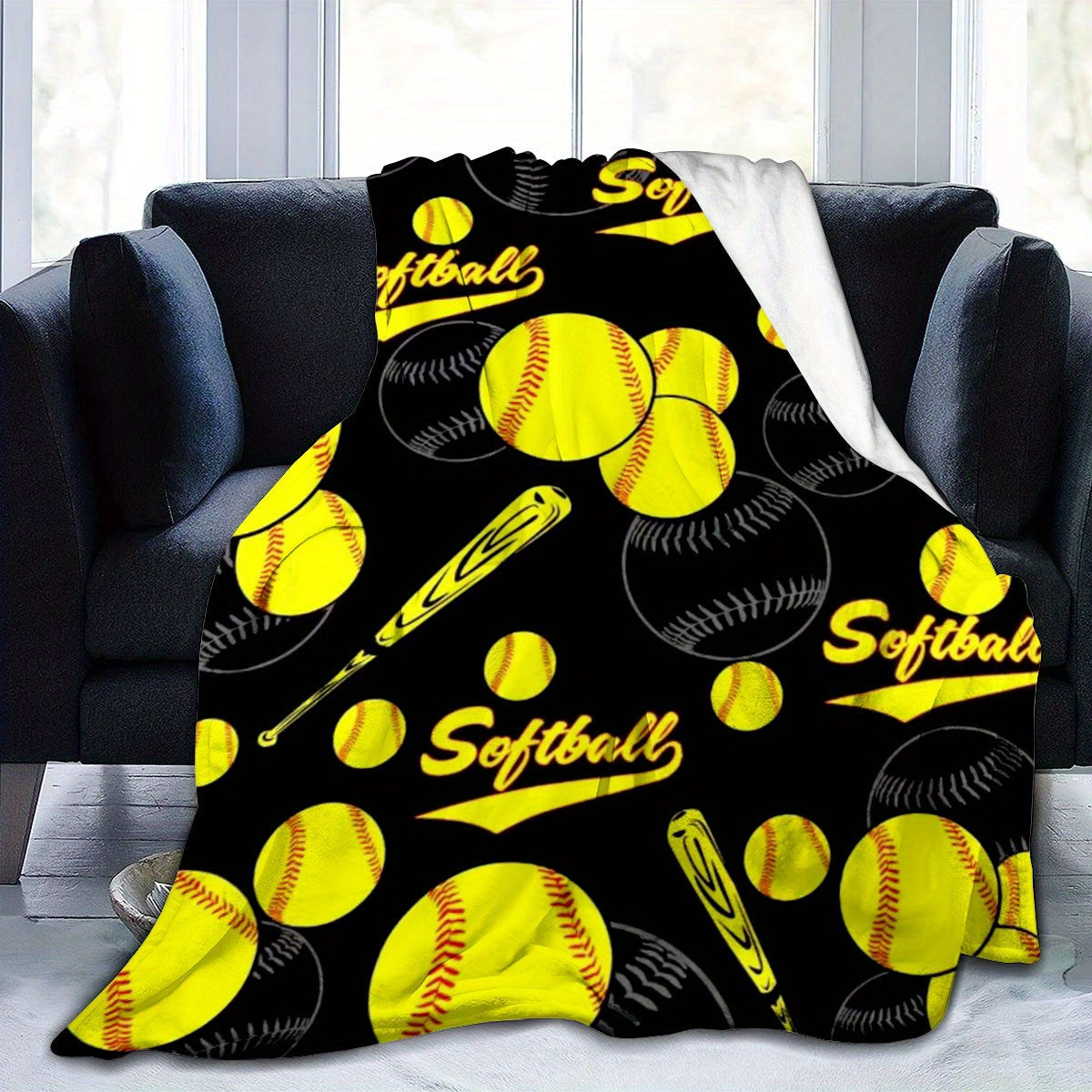 Softball-Themed Flannel Blanket - Cozy, Lightweight Throw - Perfect Gift For Teens, Boys, Girls, Men & Women Sports Enthusiasts, Baseball Decor