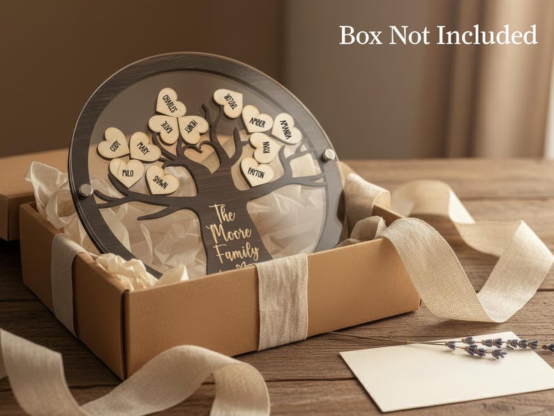 Personalized Wooden "Family Tree" Acrylic Plaque — Custom-Signed By Grandchildren: A Special Gift For Grandma