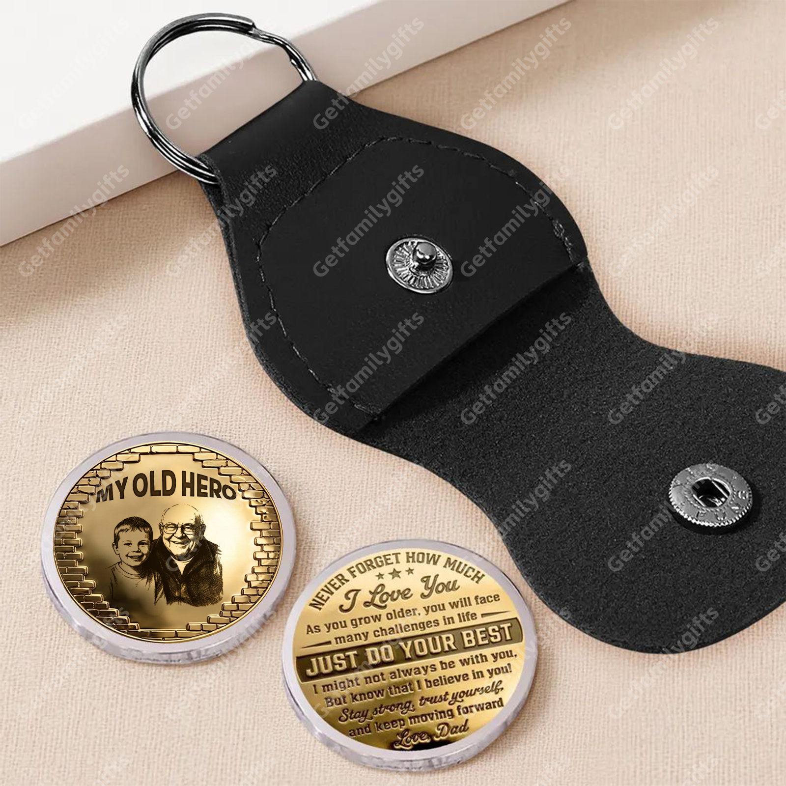 To My Hero Personalized Custom Pocket Hug Coin-Father's Day Gift