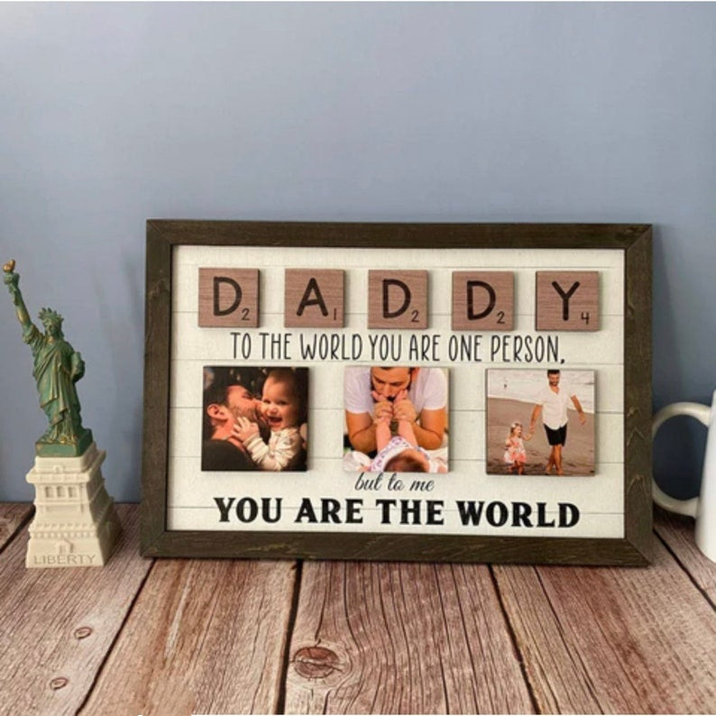 GETFAMILYGIFTS™Personalized Photo Collage Wood Frame, Father's Day Gift