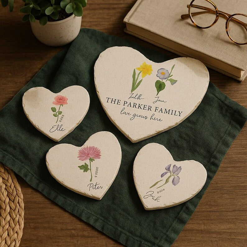 Personalized Birth Flower Garden Stone – Custom Christmas & Holiday Gifts for Her