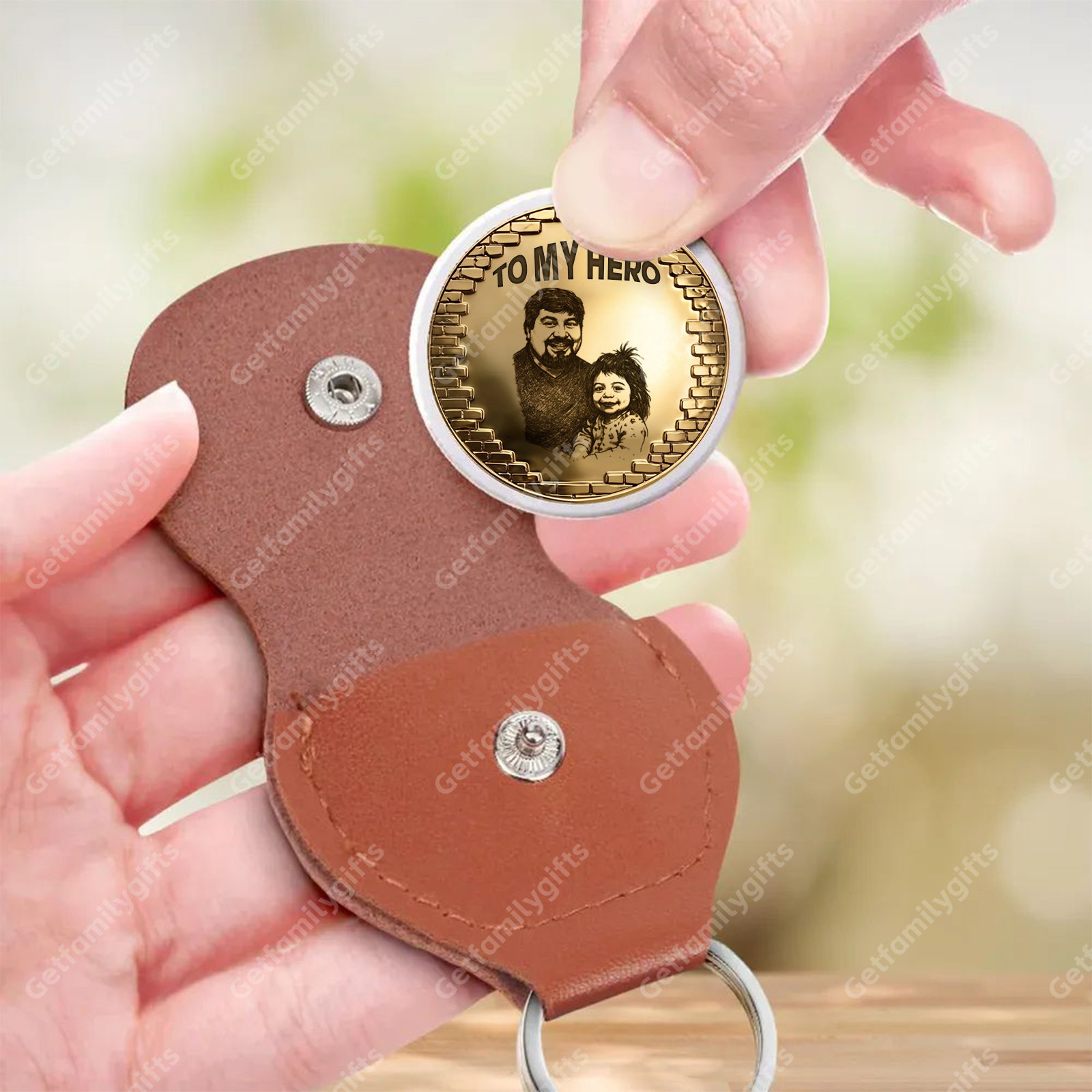 To My Hero Personalized Custom Pocket Hug Coin-Father's Day Gift