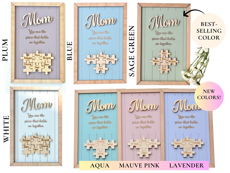 Mom Puzzle Sign Custom Engraved Wood Sign Piece That Holds Us Together Mother's Day Gift