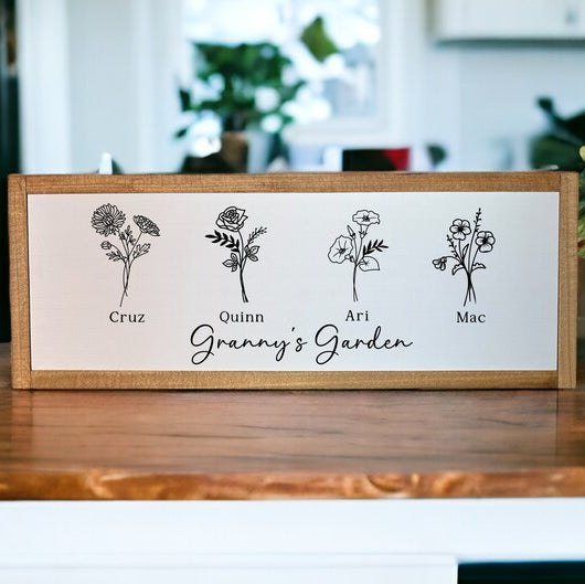 Framed Birth Month Flowers Sign, Grandma's Flower Garden Sign, Gift For Grandma, Birth Month Flower, Grandma Sign, Mother's Day Gift