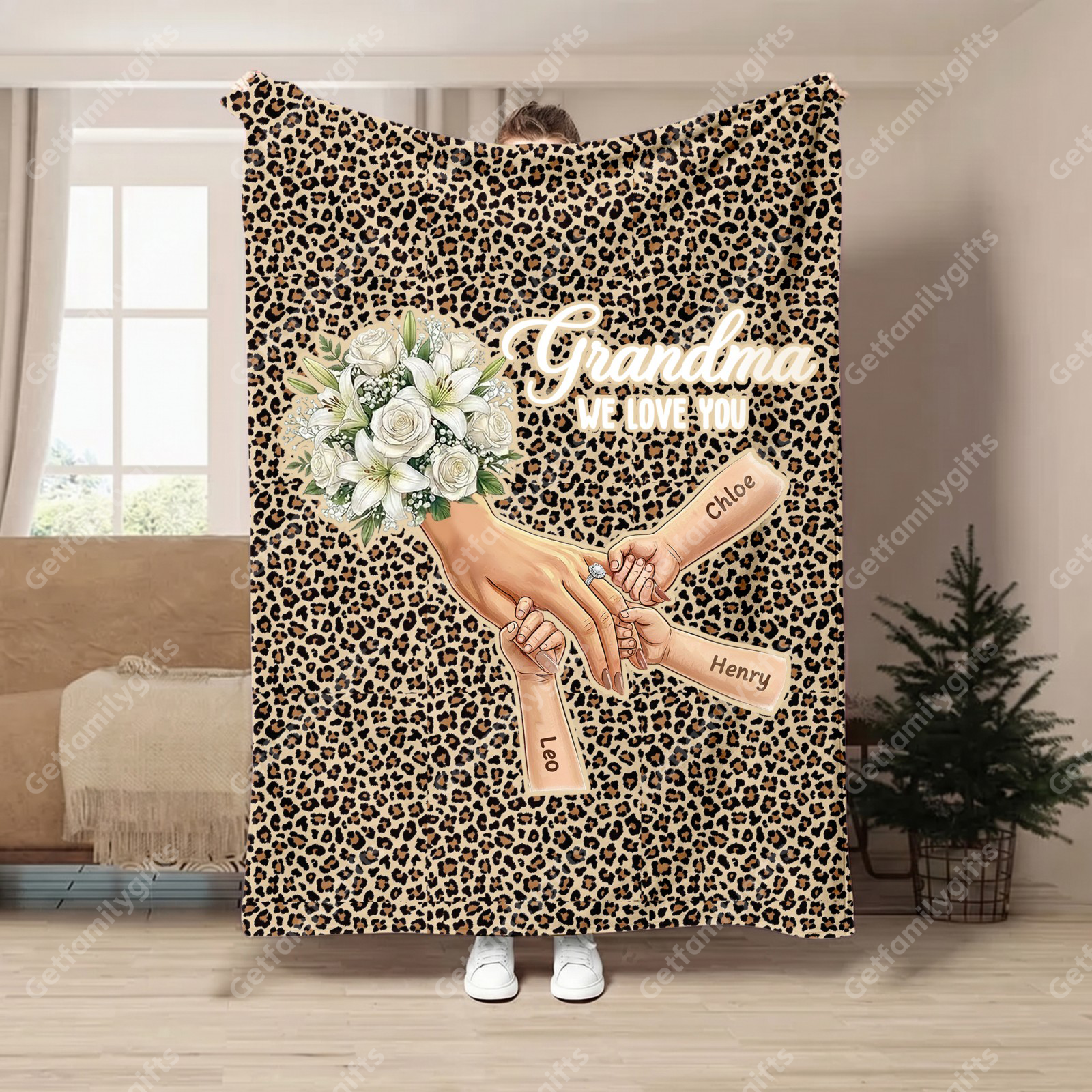 Personalized Mommy Holding Hands Blanket with Ring & Manicure-Mother's Day Gift