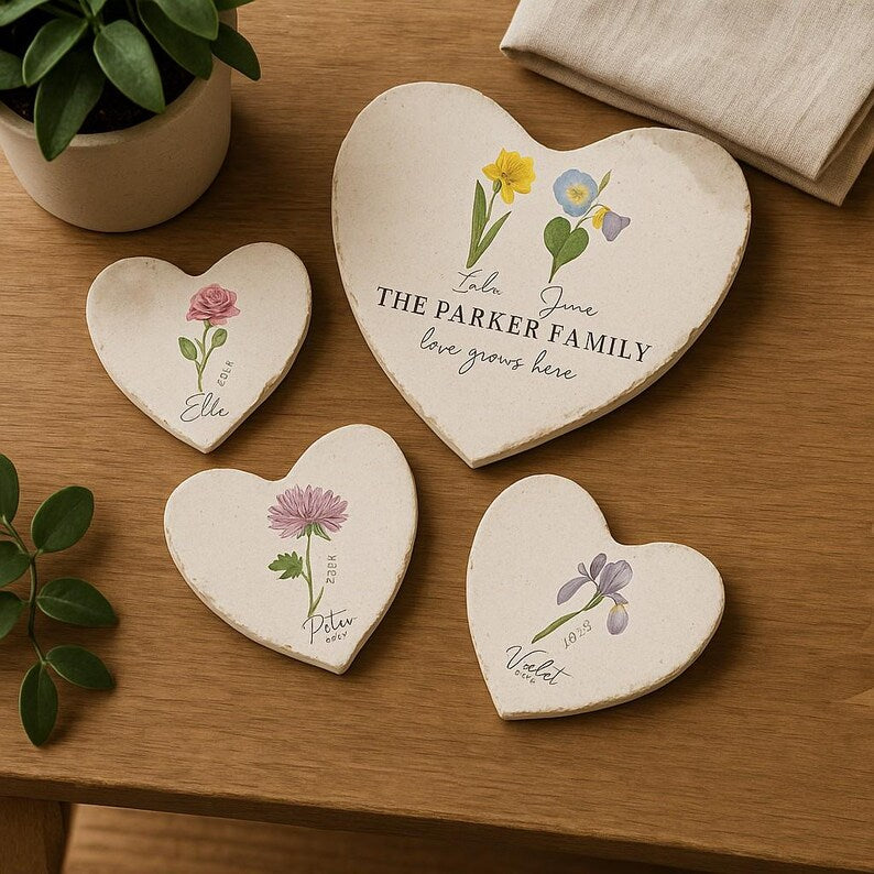 Personalized Birth Flower Garden Stone – Custom Christmas & Holiday Gifts for Her