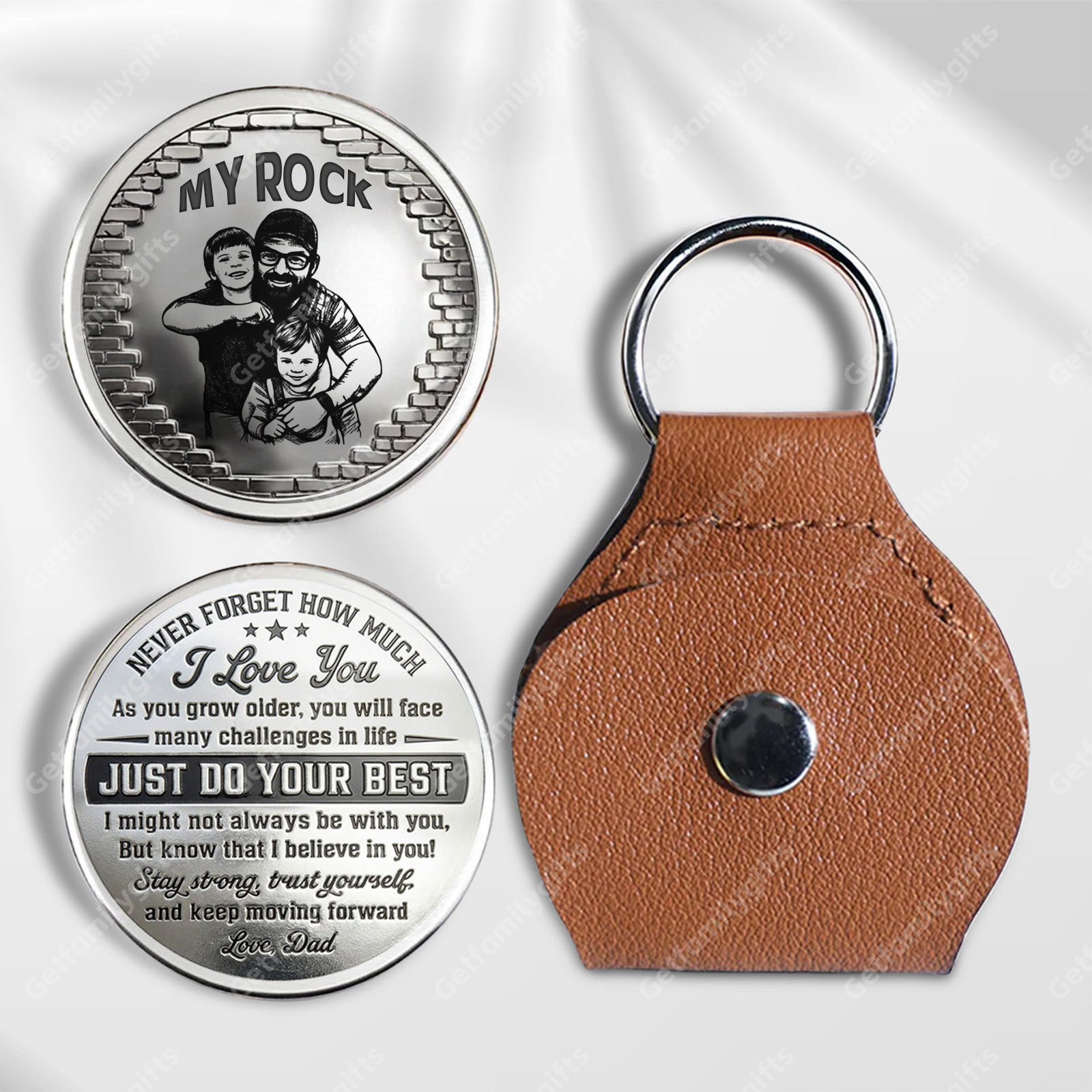 To My Hero Personalized Custom Pocket Hug Coin-Father's Day Gift